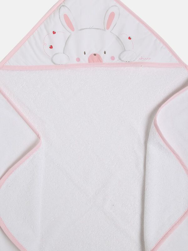 White and Pink Terry Towel With Hood image number 3